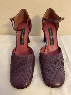 Patrick Cox Made in Italy Purple Leather Mary Jane Heels Size US 10/EU 41